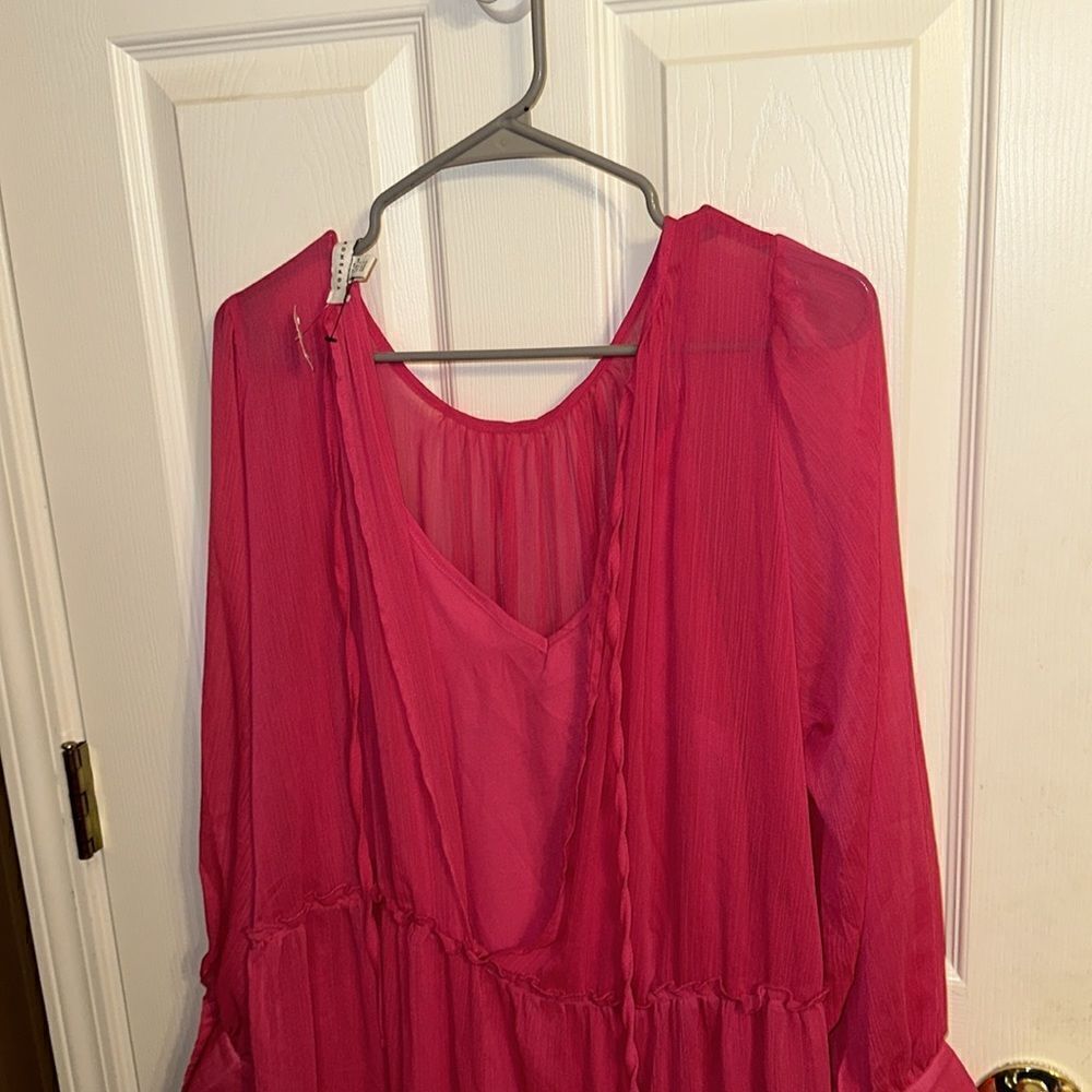 TopShop Premium TieredBrightPinkThrowOnMaxi DressNWOT XSmall. - Picture 7 of 12